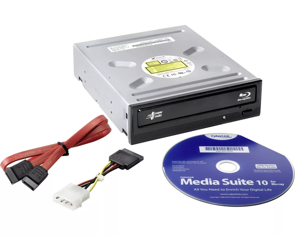 Оптично устройство Записващо устройство Blue-Ray Hitachi-LG BH16NS55, за вграждане в компютър, SATA, черен 2