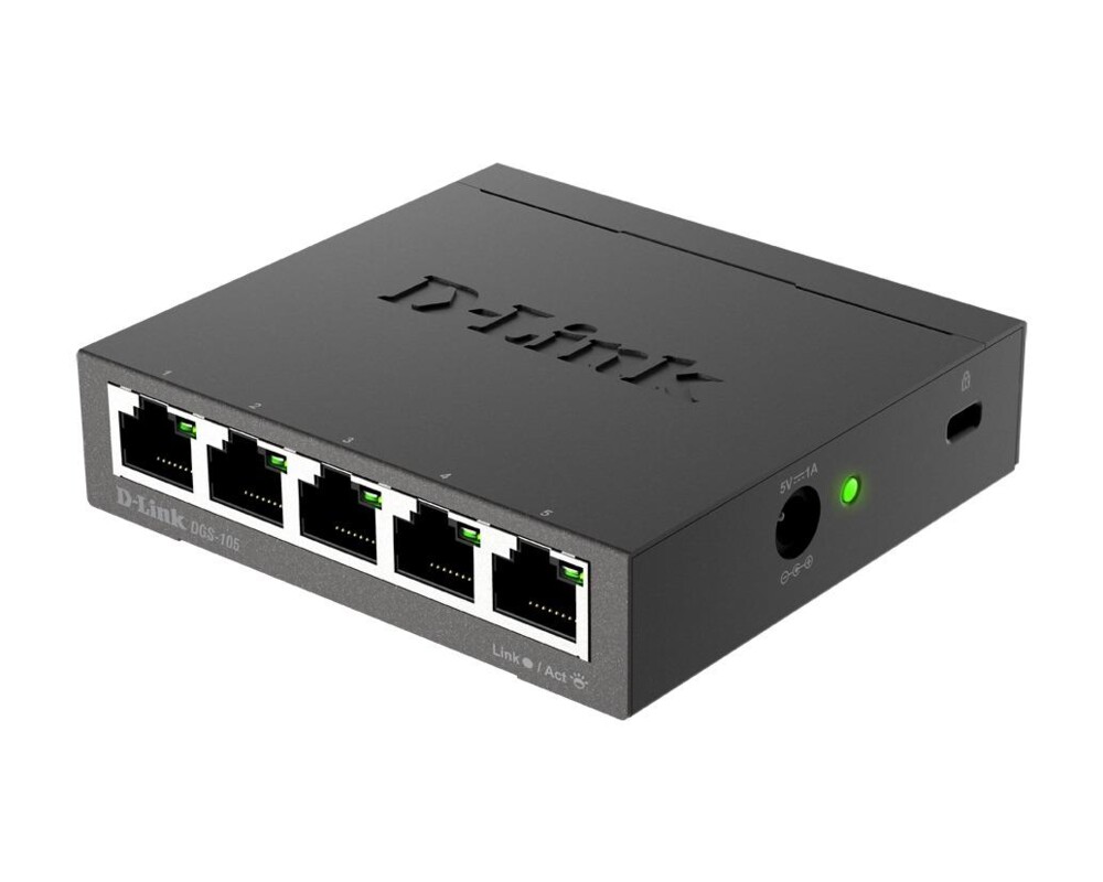 Switch (Комутатор) Суич D-Link DGS-105/E, 5 портов, 10/100/1000, Gigabi, метален корпус 2