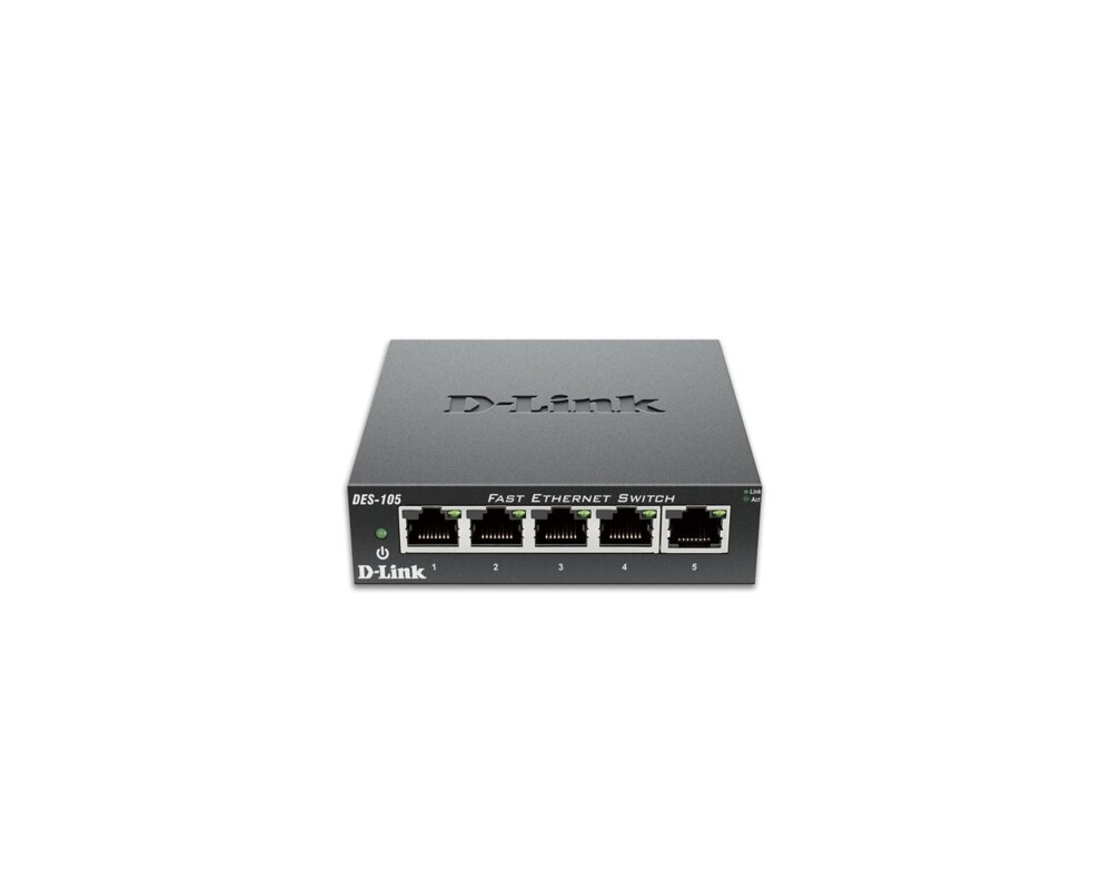 Switch (Комутатор) Суич D-Link DES-105/E, 5 портов 10/100, метален корпус 2