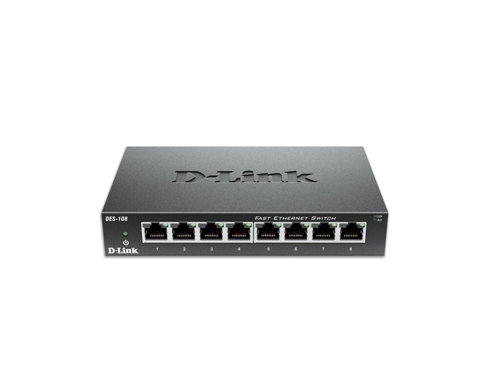 Switch (Комутатор) Суич D-Link DES-108/E, 8 портов 10/100 , метален корпус 2
