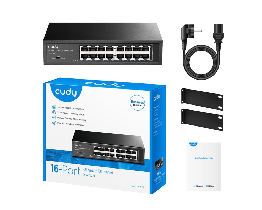 Switch (Комутатор) Суич Cudy GS1016, 16 портов, 10/100/1000, Auto-MDI/MDIX, за 19" шкаф 4