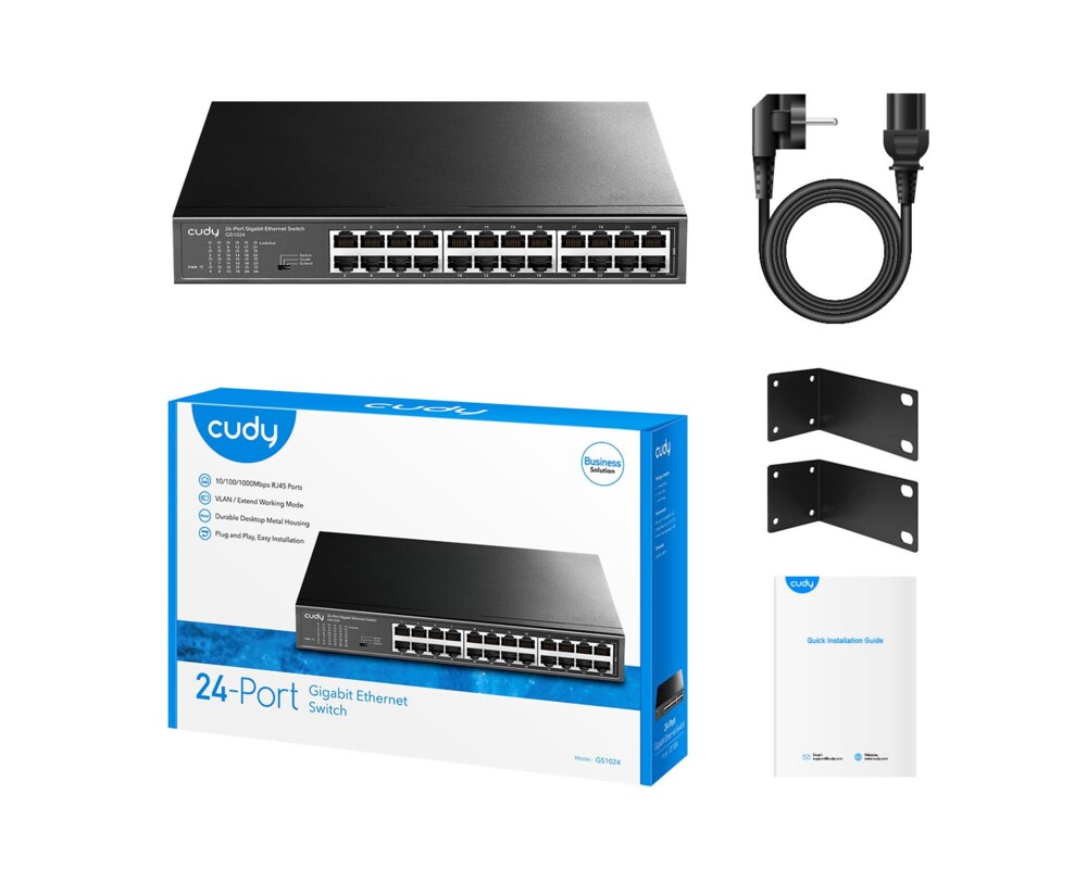 Switch (Комутатор) Суич Cudy GS1024, 24 портов, 10/100/1000, Auto-MDI/MDIX, за 19" rack 4