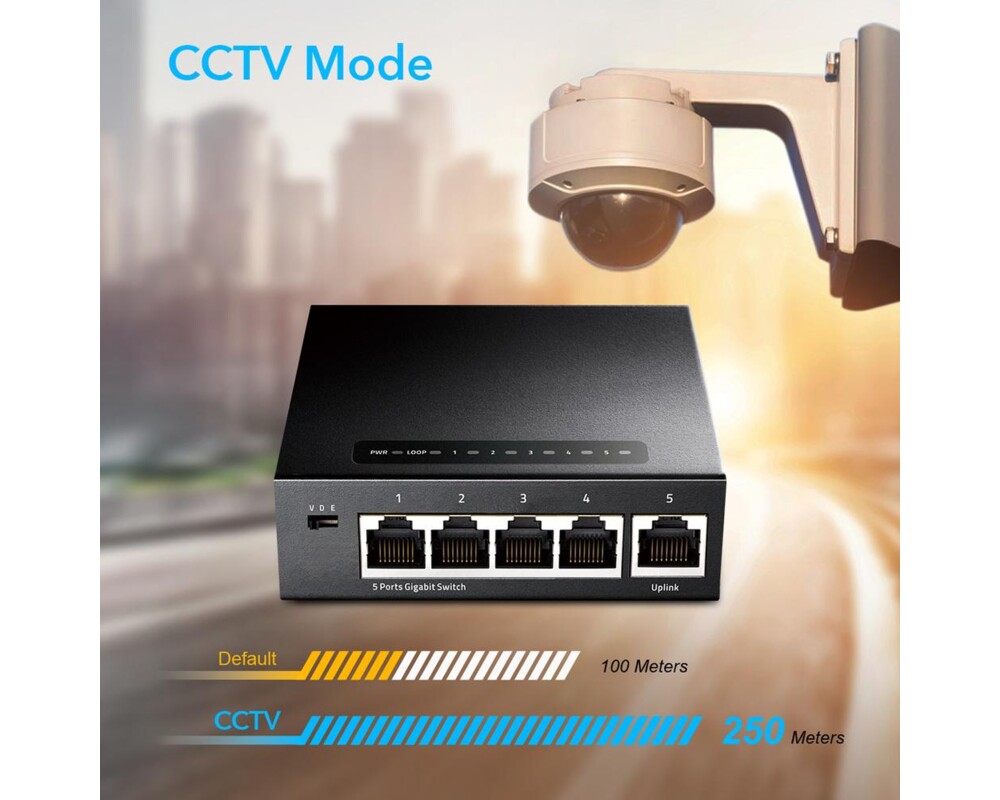 Switch (Комутатор) Суич Cudy GS105, 5 портов, 10/100/1000, Auto-MDI/MDIX 6