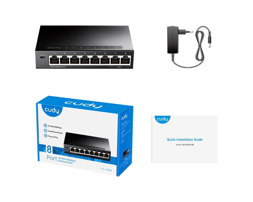 Switch (Комутатор) Суич Cudy GS108, 8 портов, 10/100/1000, Auto-MDI/MDIX, Метален корпус 6