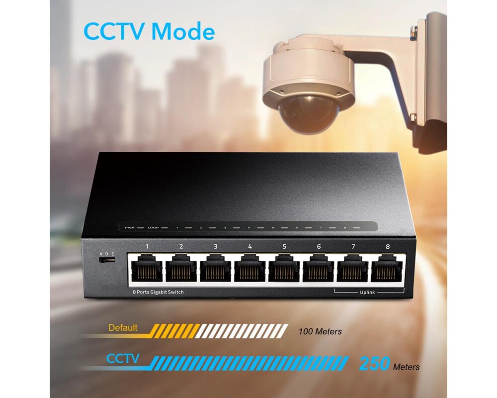 Switch (Комутатор) Суич Cudy GS108, 8 портов, 10/100/1000, Auto-MDI/MDIX, Метален корпус 5
