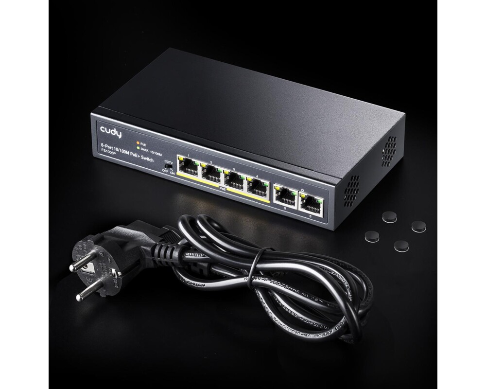 Switch (Комутатор) Суич Cudy FS1006P, 6 портов, 10/100, PoE+ Switch 4
