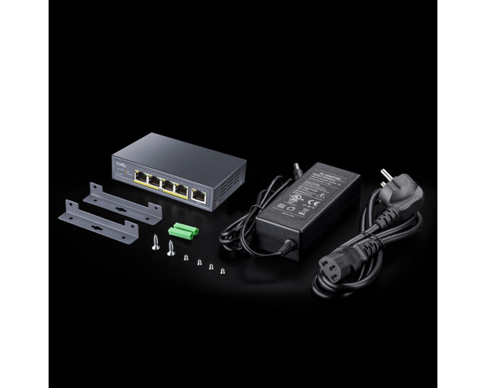 Switch (Комутатор) Суич Cudy GS1005P, 5 портов, 10/100/100, PoE+ Switch 60W, Uplink порт 5