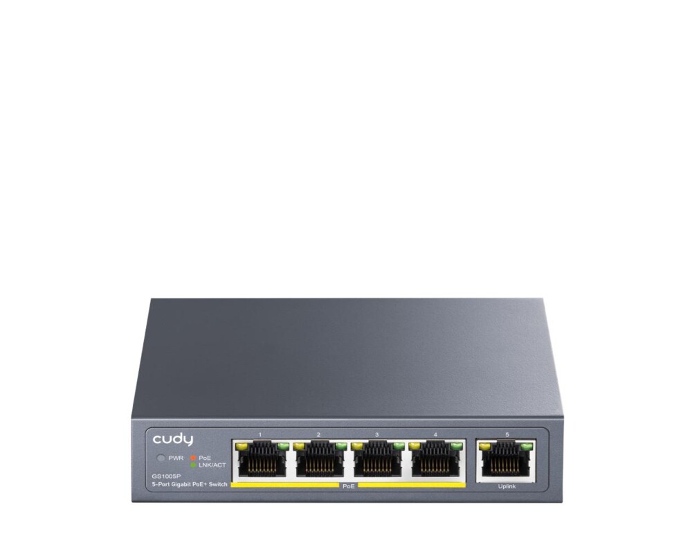 Switch (Комутатор) Суич Cudy GS1005P, 5 портов, 10/100/100, PoE+ Switch 60W, Uplink порт 4