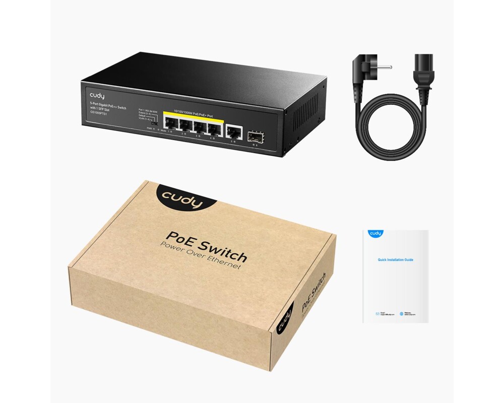 Switch (Комутатор) Суич Cudy GS1005PTS1, 5 портов, 10/100/1000, PoE+ Switch 120W, 1 SFP Slot 4
