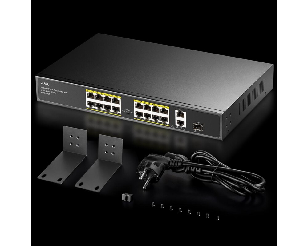 Switch (Комутатор) Суич Cudy FS1018PS1, 16 x 10/100 PoE+ Switch 190W, 2 x Gigabit порта, 1 x SFP Slot 5