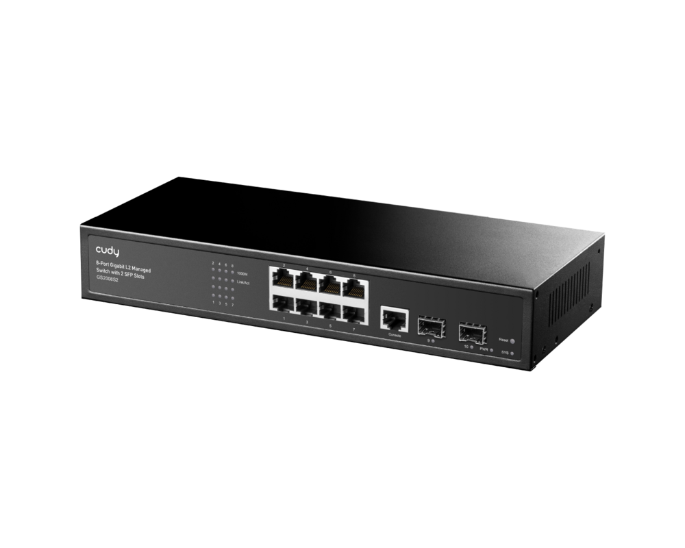Switch (Комутатор) Суич Cudy GS2008S2, L2, 8 x Gigabit Ethernet ports, 2 x SFP, 128MB RAM 2