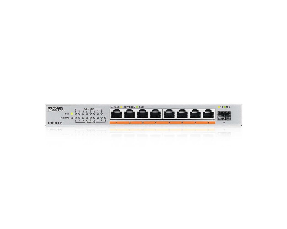 Switch (Комутатор) Суич ZyXEL XMG-108HP  8 портов 2,5Gb + 1xSFP+, 100W PoE++, неуправляем 2