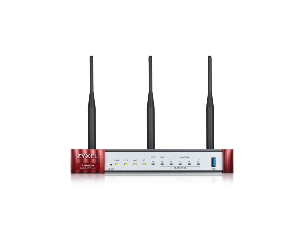 Защитна стена Защитна стена ZYXEL USG ATP100W UTM BDL, WLAN, Sandboxing, 10/100/1000, 3x LAN/DMZ, 1x WAN, 1xSFP, 1xOPT, 1xUSB, с включени лицензи за 1 година 2