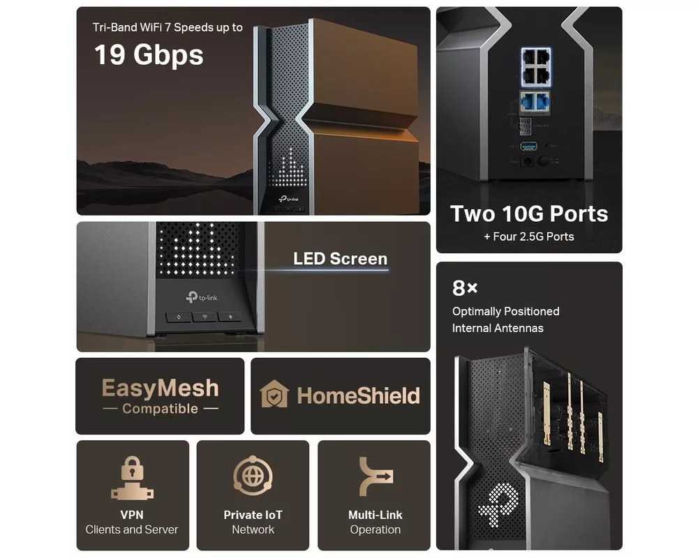 Рутер TP-Link Archer BE800 BE19000 3-лентов 18