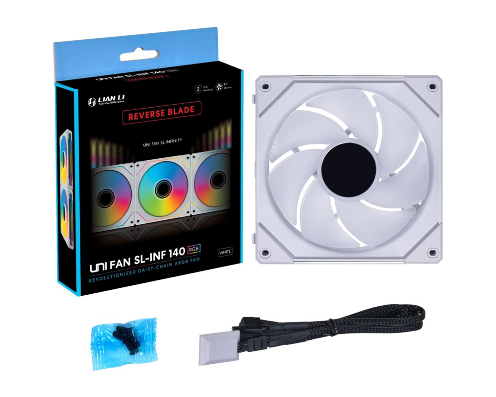 Вентилатор Lian-Li UNI SL-INF Reverse Blade, 140 ARGB PWM, Бял 7