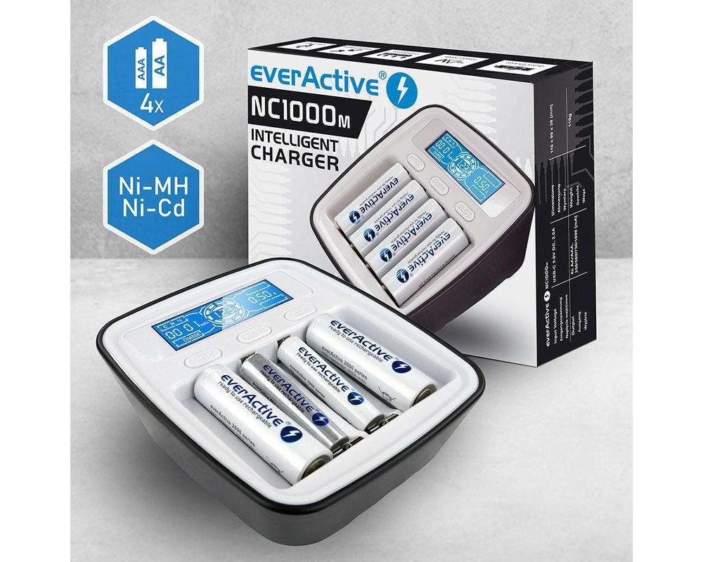 Зарядно  NIMH R6,03 AA/AAA  с микропроцесор NC1000M  EVERACTIVE 2