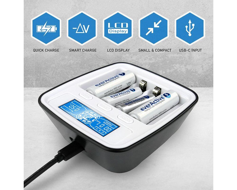 Зарядно  NIMH R6,03 AA/AAA  с микропроцесор NC1000M  EVERACTIVE 3