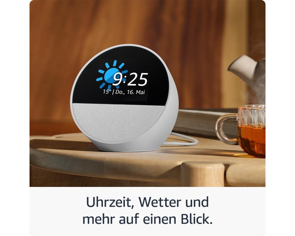 Тонколони Смарт часовник Amazon Echo Spot 2024, Alexa асистент, Бял 2