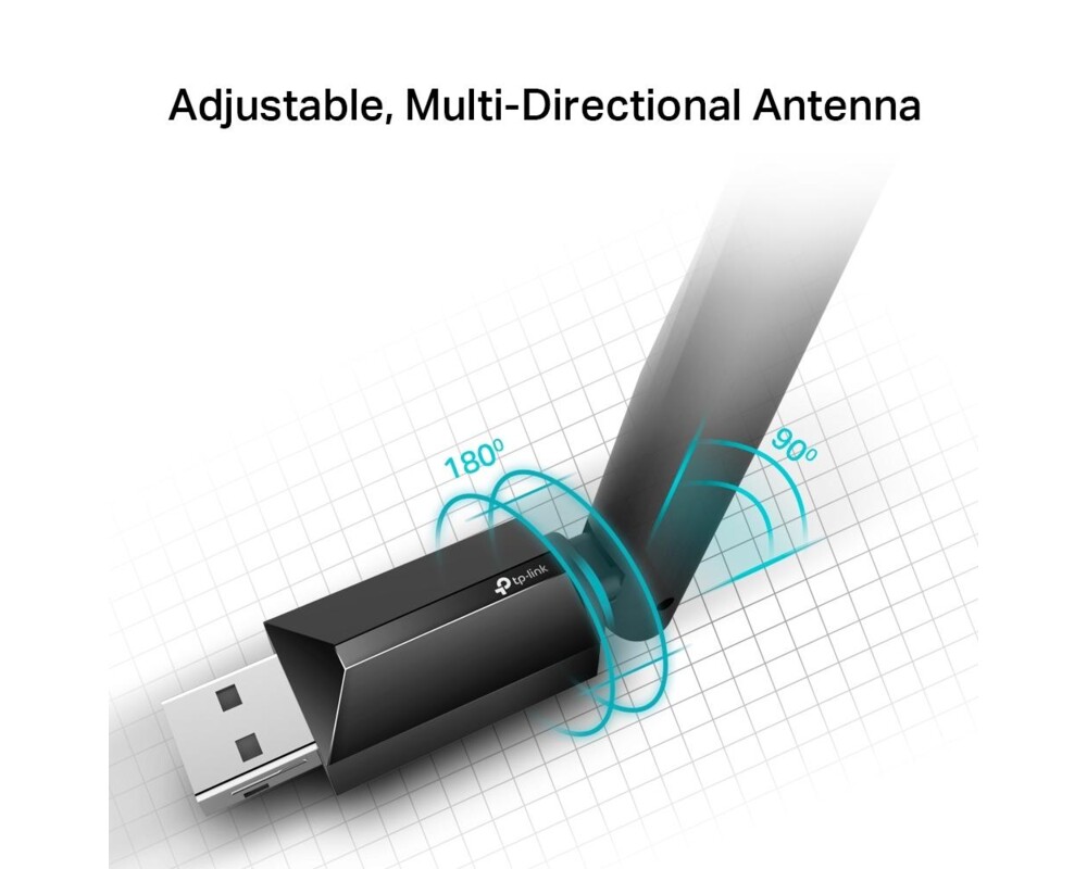 Мрежова карта адаптер TP-LINK Archer T2U PLUS, AC600, Dual band, USB, външна антена 5 dBi 5