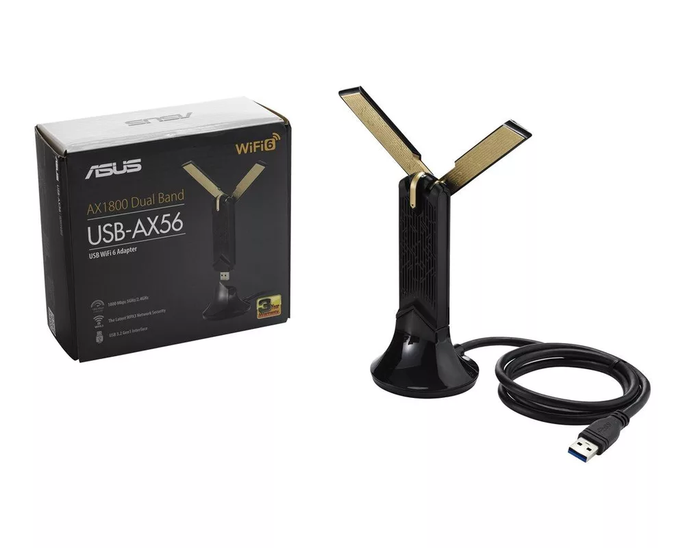 Мрежова карта адаптер ASUS USB-AX56U Dual Band AX1800 WiFi 6 802.11ax, USB 3.2 Gen1 5