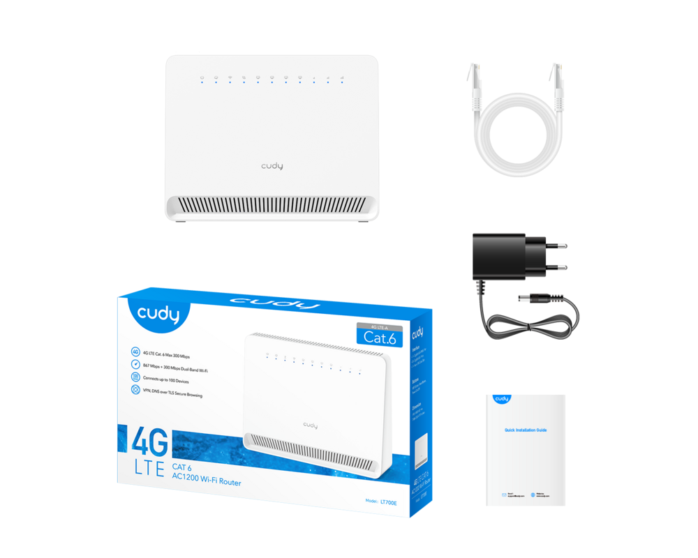 Рутер Cudy LT700E, AC1200, 4G, LTE CAT 6, 2.4/5 GHz, 300 - 867 Mbps 5