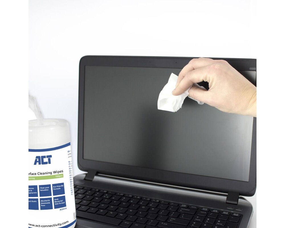 Почистващ продукт Почистващи кърпи ACT AC9515, За клавиатури, LCD монитори, 100 бр. 3