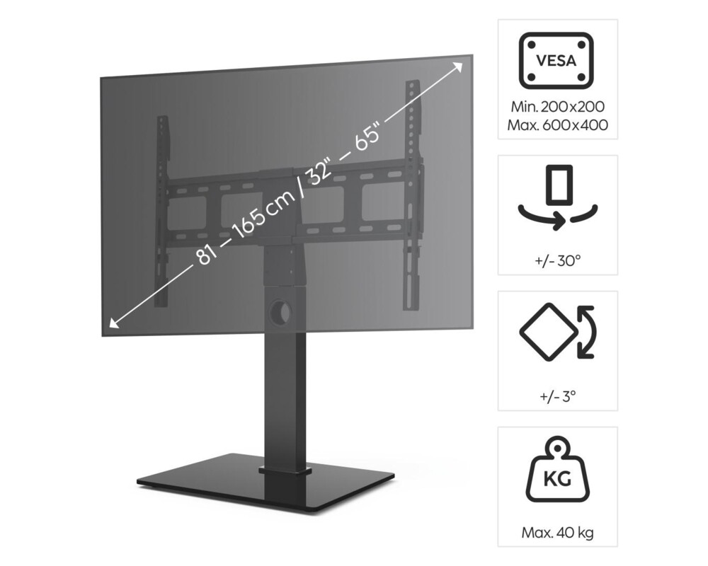 Стойка за TV Stand Fullmotion до 165см / 65"/ до 40 кг, 220867 8