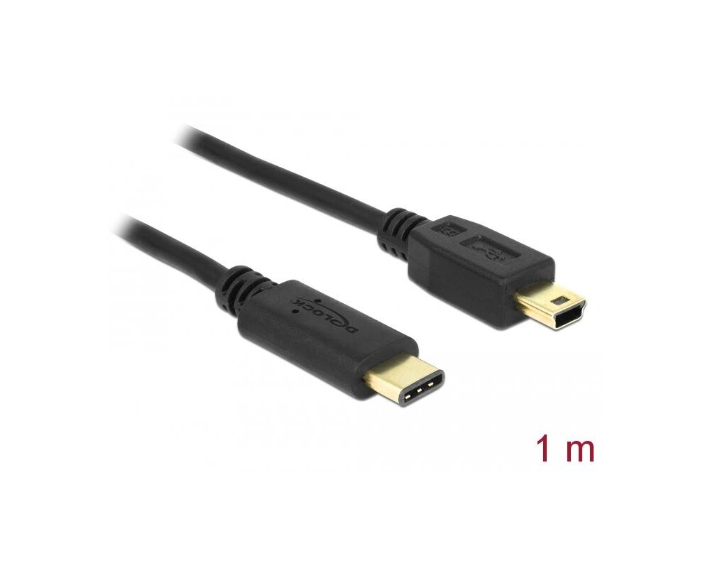 Кабел DeLock, USB-C мъжко - USB-B мъжко, USB 2.0, 1.0 м, Черен 2