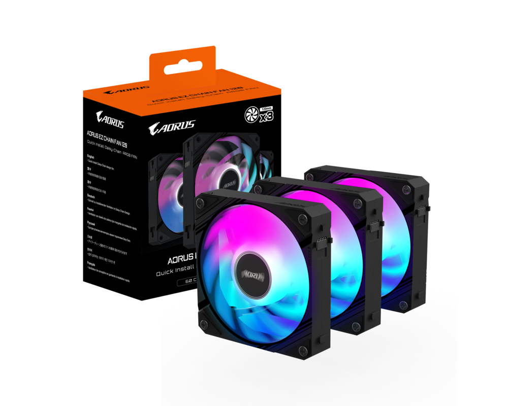 Вентилатор Комплект вентилатори GIGABYTE AORUS EZ CHAIN 120 Black 3-Pack ARGB 7