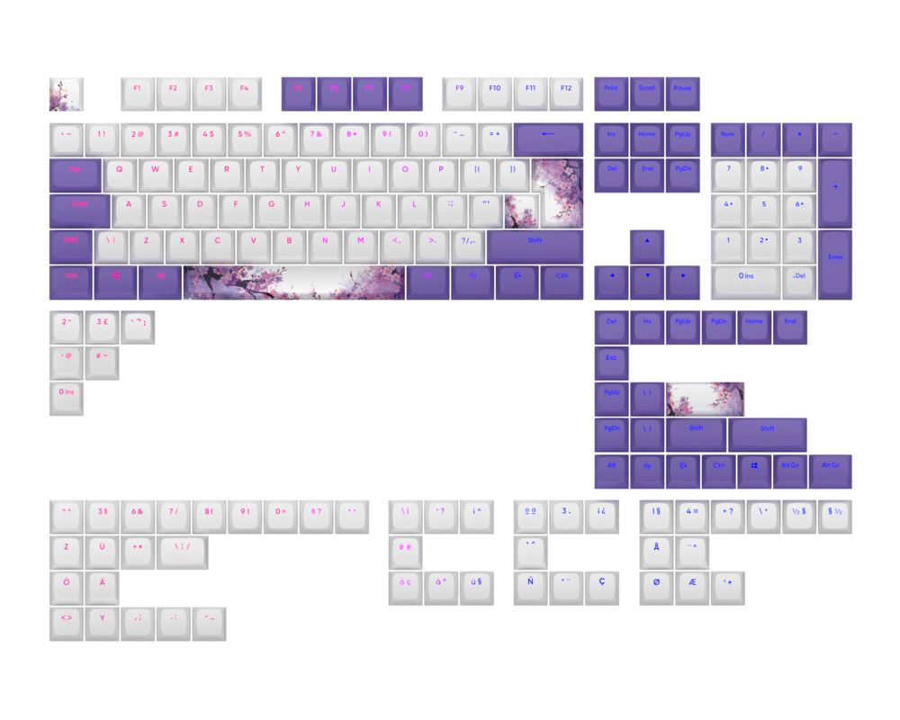 Геймърски аксесоари Капачки за механична клавиатура Dark Project - Violet Horizons PBT - ANSI & ISO 2
