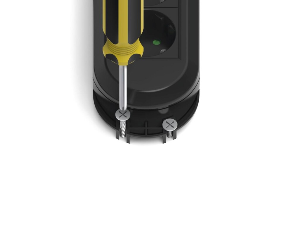 Разклонител HAMA Разклонител 6 гнезда, 3м, черен, с бутон вкл/изкл, стенен монтаж 2