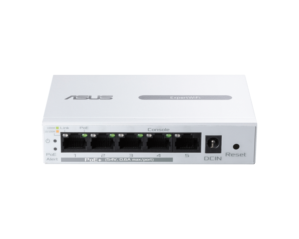 Switch (Комутатор) ASUS EBP15 5-Port GbE smart managed PoE+ switch 4 PoE+ ports 60W Supports PoE priority setting 5