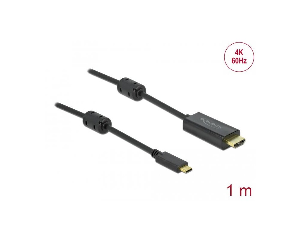Кабел Delock USB-C - HDMI (DP Alt Mode) 4K 60 Hz, 1 m, Черен 2