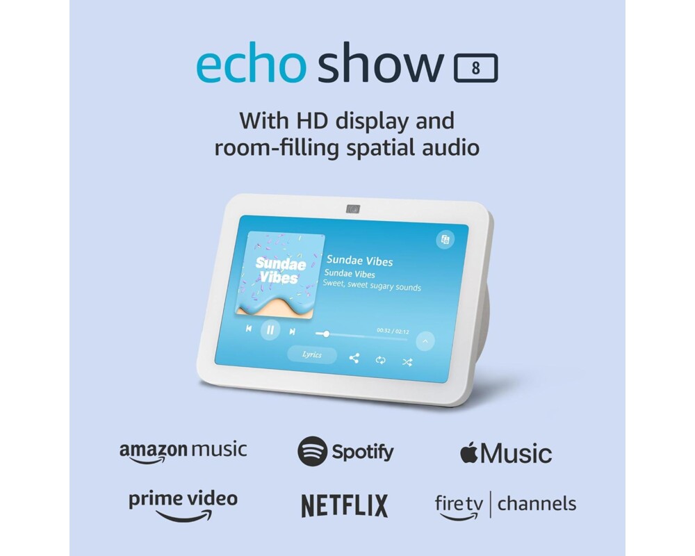 Тонколони Amazon Echo Show 8 (Gen 3), Сензорен екран, Гласов асистент, Бял 2