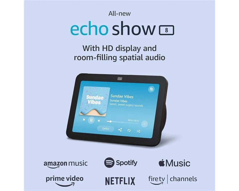 Тонколони Amazon Echo Show 8 (Gen 3), Сензорен екран, Гласов асистент, Черен 2