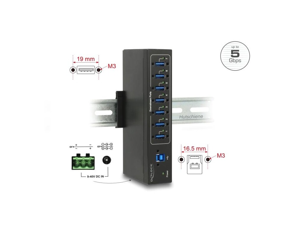 USB хъб Външен индустриален хъб Delock, 7 x USB 3.0 Type-A с 15 kV ESD защита 2
