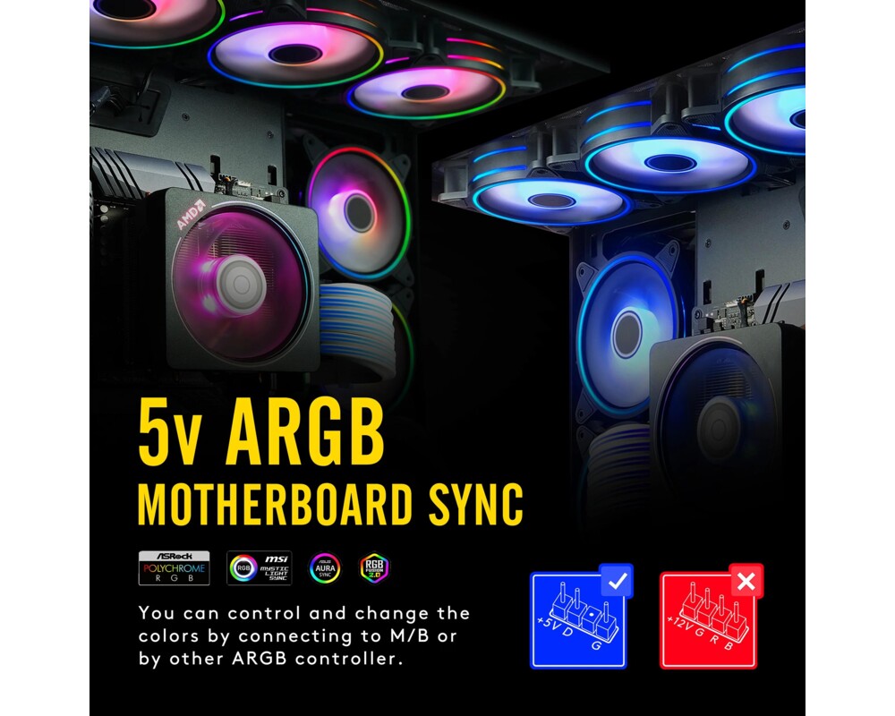 Вентилатор Комплект вентилатори EZDIY-FAB Moonlight Black RGB PWM 120mm - 5 Pack 3