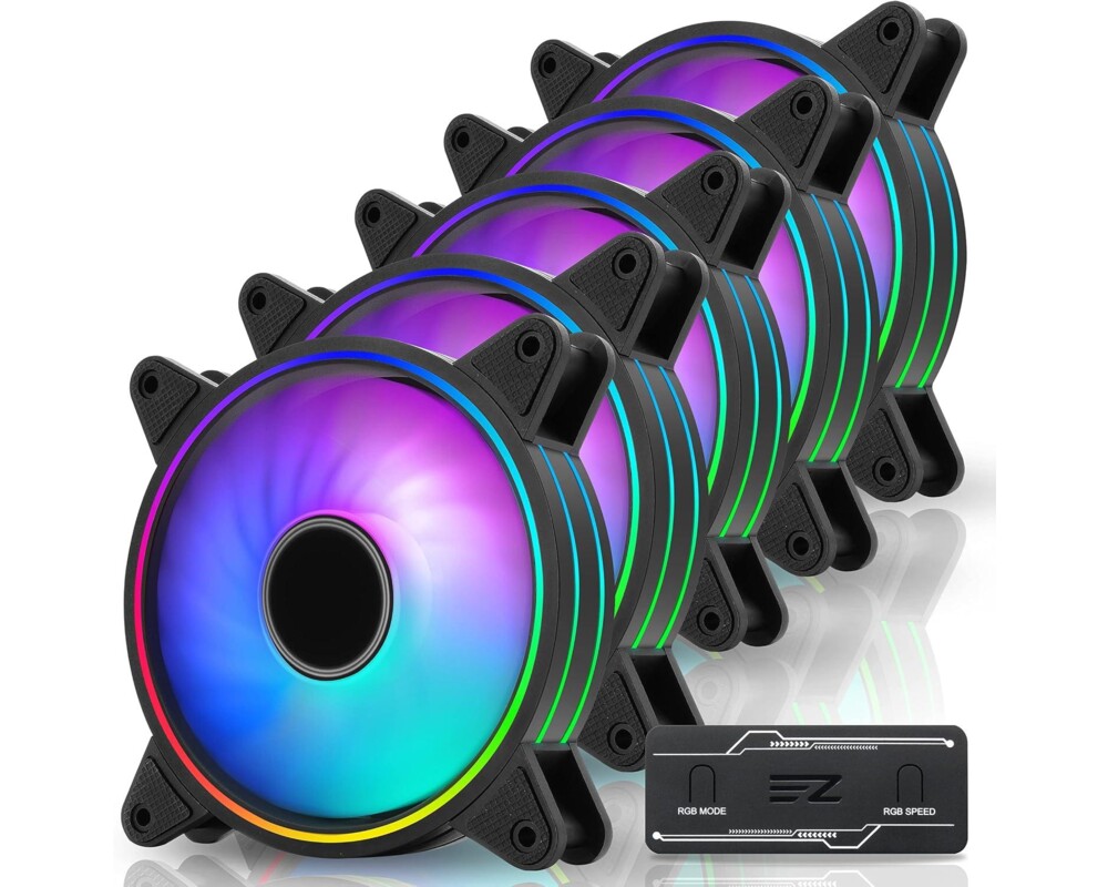 Вентилатор Комплект вентилатори EZDIY-FAB Moonlight Black RGB PWM 120mm - 5 Pack