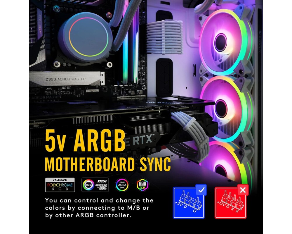Вентилатор Комплект вентилатори EZDIY-FAB Moonlight White RGB PWM 120mm - 5 Pack 2