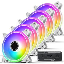  Комплект вентилатори EZDIY-FAB Moonlight White RGB PWM 120mm - 5 Pack 792828 EZ-EZDPI076-7 на топ цена - PIC.bg