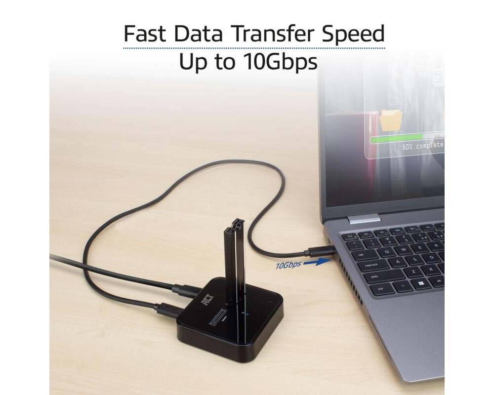 Адаптери Двойна SSD докинг станция, ACT M.2 NVMe/PCIe за клониране, USB-C 3.2 Gen2 6