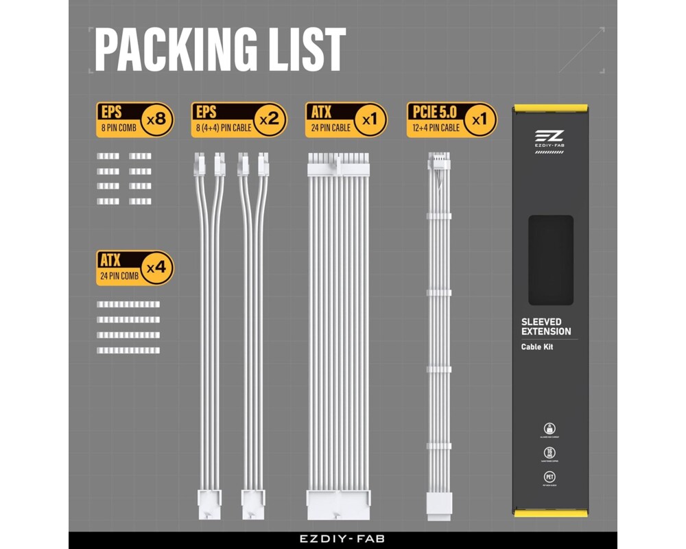 Кабел Удължителни кабели EZDIY-FAB 12VHPWR - White 3