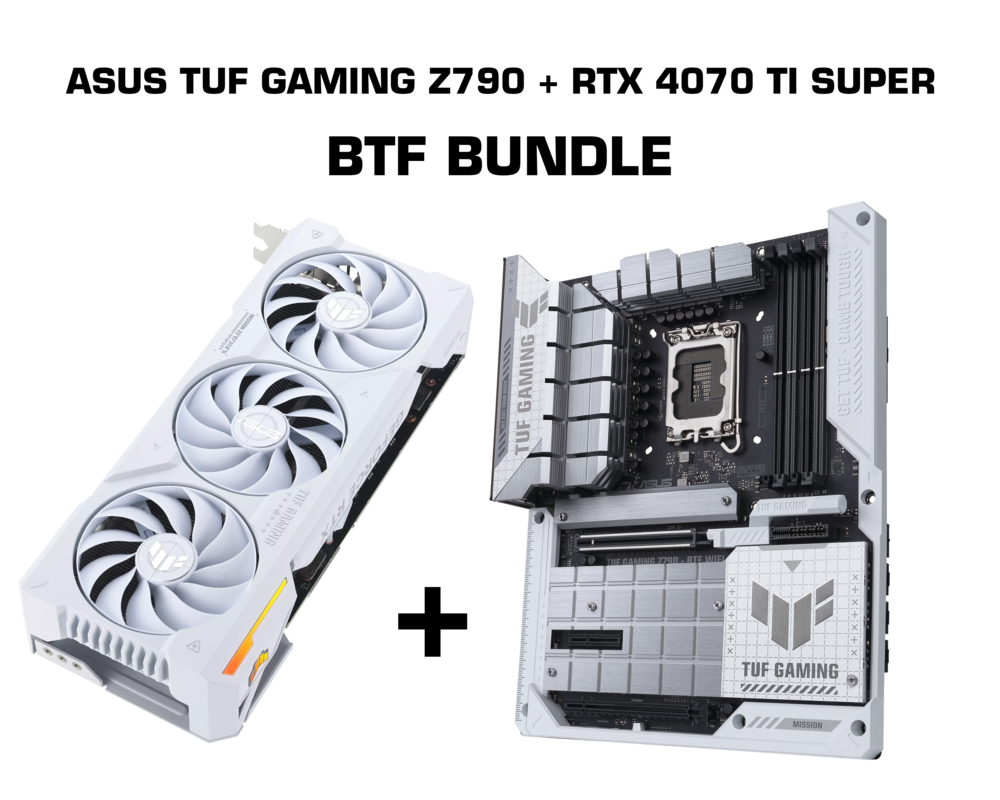 Дънна платка и Видео карта ASUS TUF GAMING Z790-BTF WIFI DDR5 + ASUS TUF RTX 4070 TI SUPER BTF 16GB GDDR6X 10