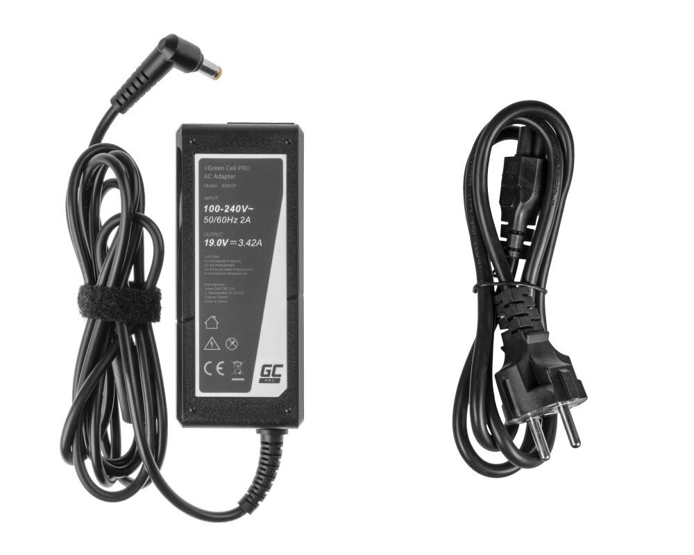 Зарядно Захранване за лаптоп GREEN CELL, PRO Charger / AC Adapter 19V 3.42A 65W for Acer Aspire 5741G 5742 5742G E1-521 E1-531 E1-531G E1-570 E1-571 E1-571G 3