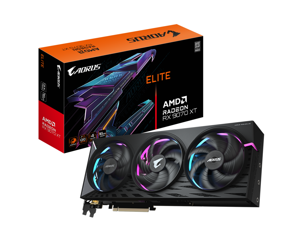 Видеокарта GIGABYTE AORUS RADEON RX 9070 XT ELITE 16GB GDDR6 10