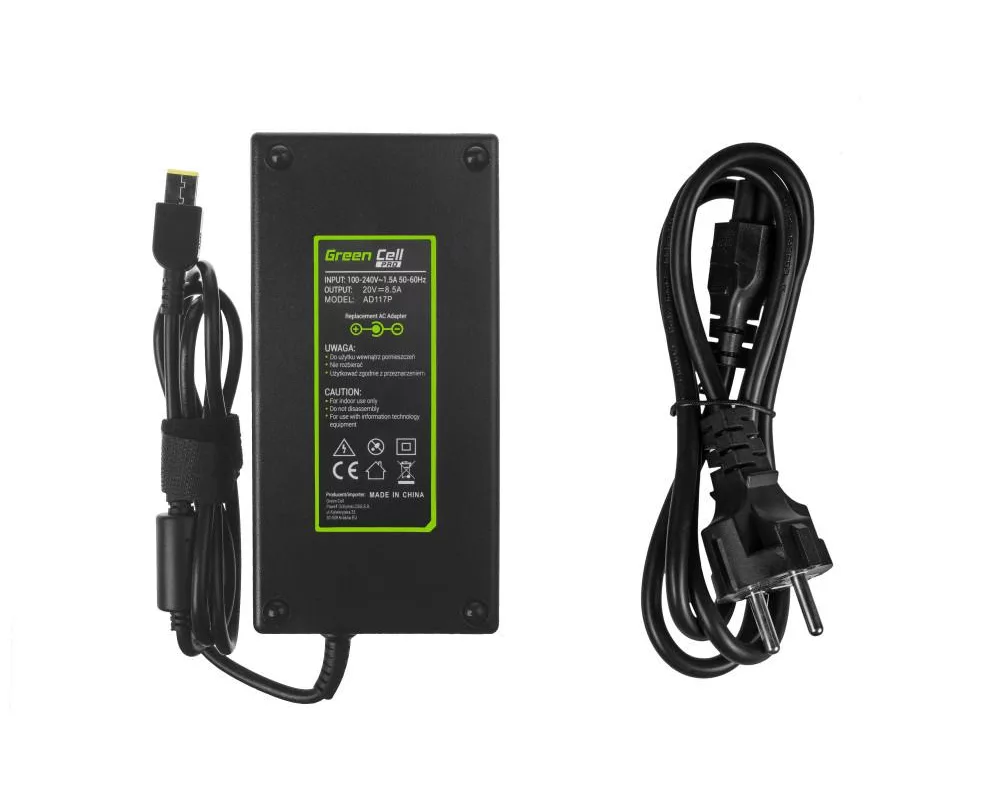 Зарядно Захранване за лаптоп GREEN CELL, PRO Charger / AC Adapter 20V 8.5A 170W for Lenovo Legion 5-15 15ARH05 15IMH05 17IMH05 Y530-15 Y540-15IRH Y540-17 Y720 4