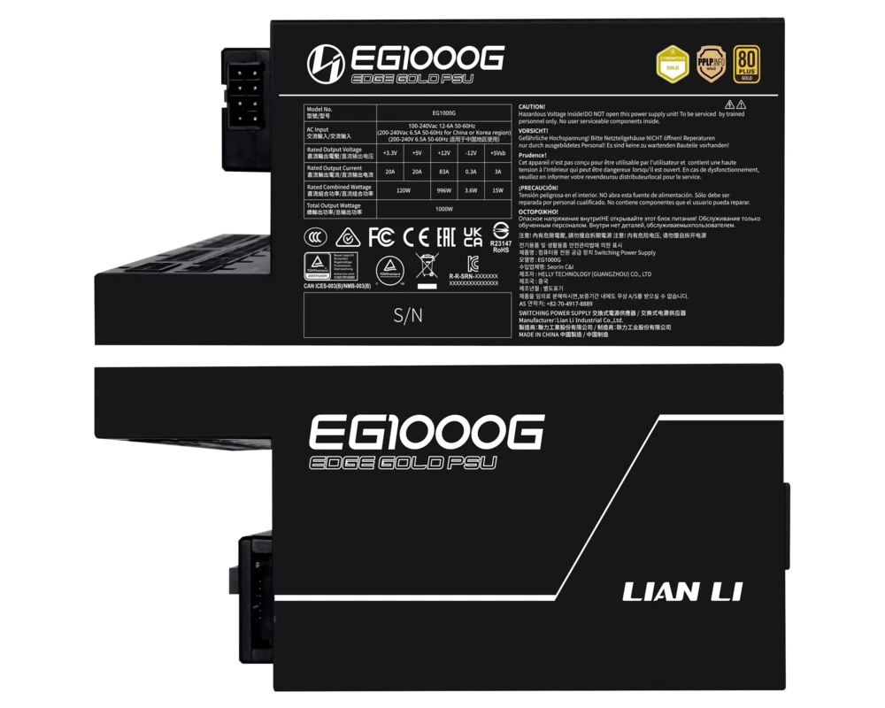 Захранване Lian Li EDGE 1000W 80+ Gold PCIe 5.1, ATX 3.1 - Черно 7