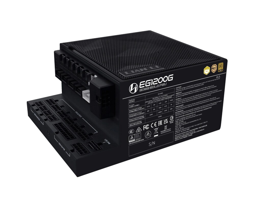 Захранване Lian Li EDGE 1200W 80+ Gold PCIe 5.1, ATX 3.1 - Черно 3
