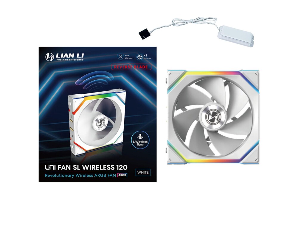 Вентилатор Lian Li UNI FAN SL Wireless ARGB PWM Reverse Blade - 120 mm Бял 7
