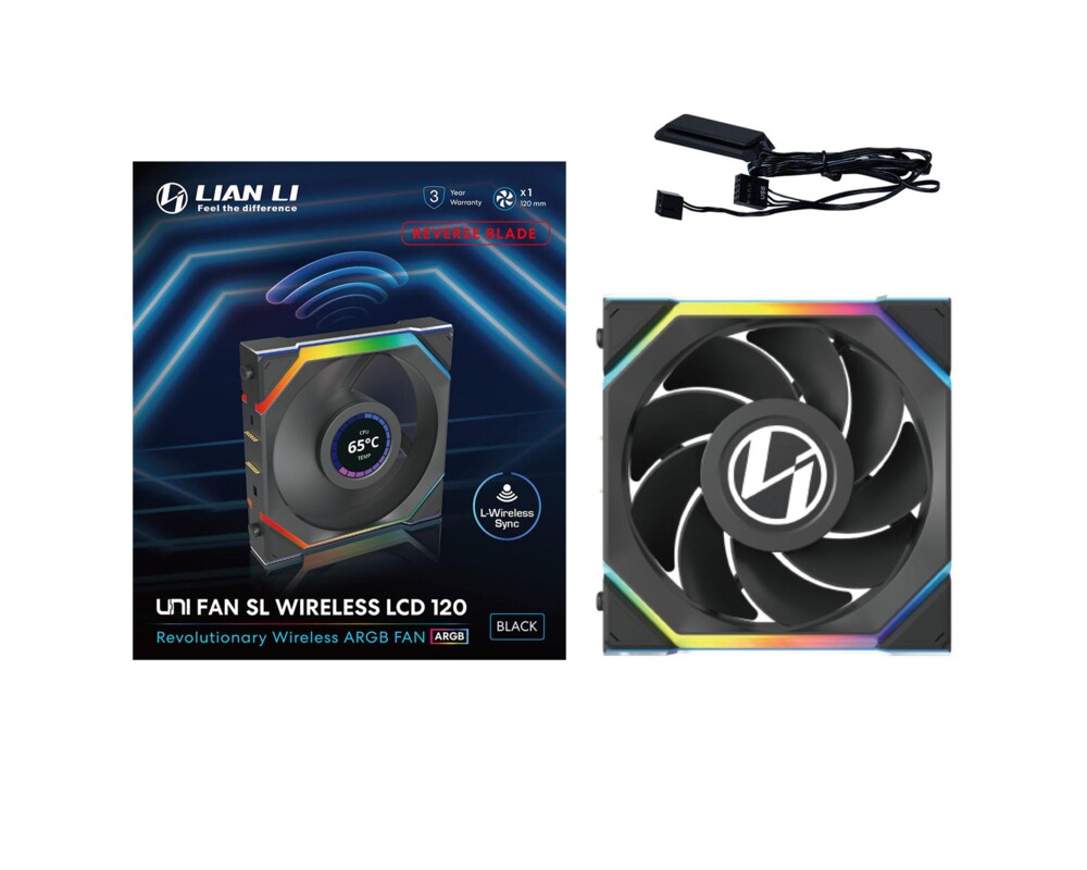 Вентилатор Lian Li UNI FAN SL Wireless LCD Reverse Blade ARGB PWM - 120 mm Черен 7